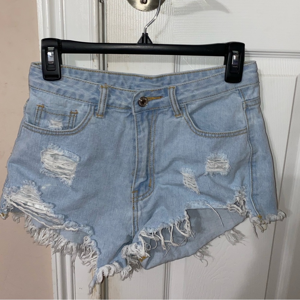 Ripped Raw Hem Shorts